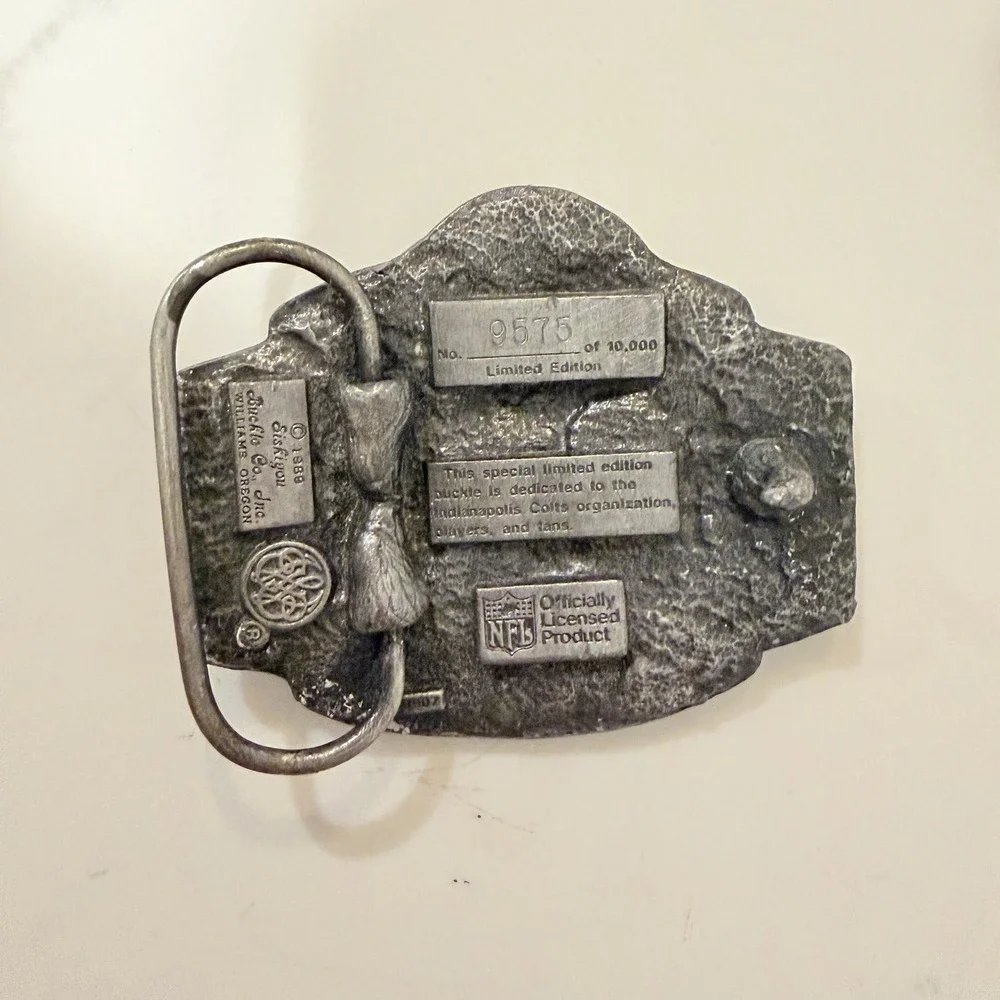 1989‎ Indianapolis Colts Belt Buckle NFL Football Silver Limited Edition # 9575